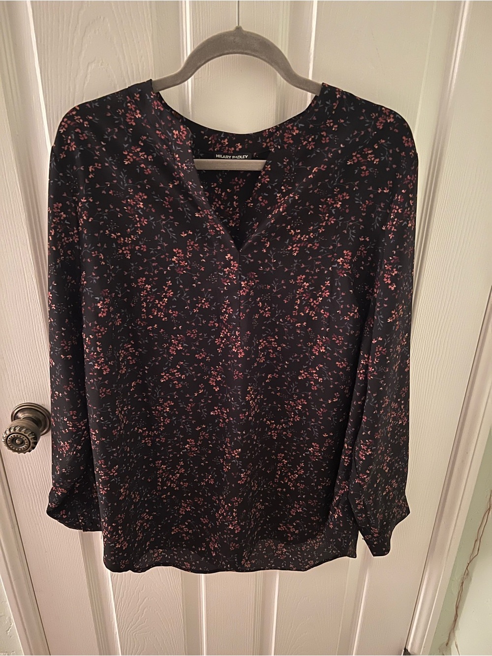 Hilary  Radley Size XXL V-Neck Floral Long Sleeve Blouse